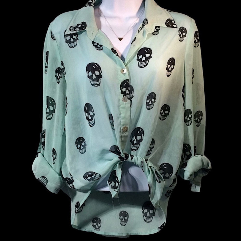 about a girl Los Angeles skull blouse